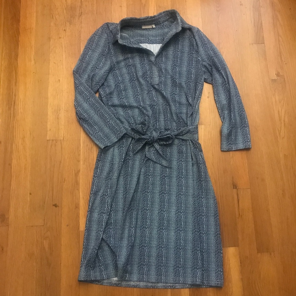 ELLIE KAI Blue Snake Skin Bow Collar Nylon Dress S